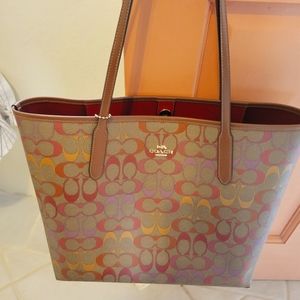 Coach City Tote in Rainbow Signature Canvas